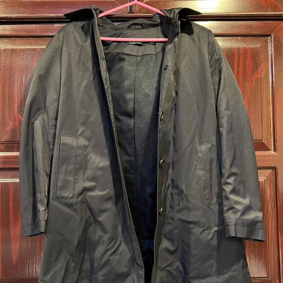Ralph Lauren Black Waterproof Trench Coat / Raincoat Size Small - Picture 1 of 4